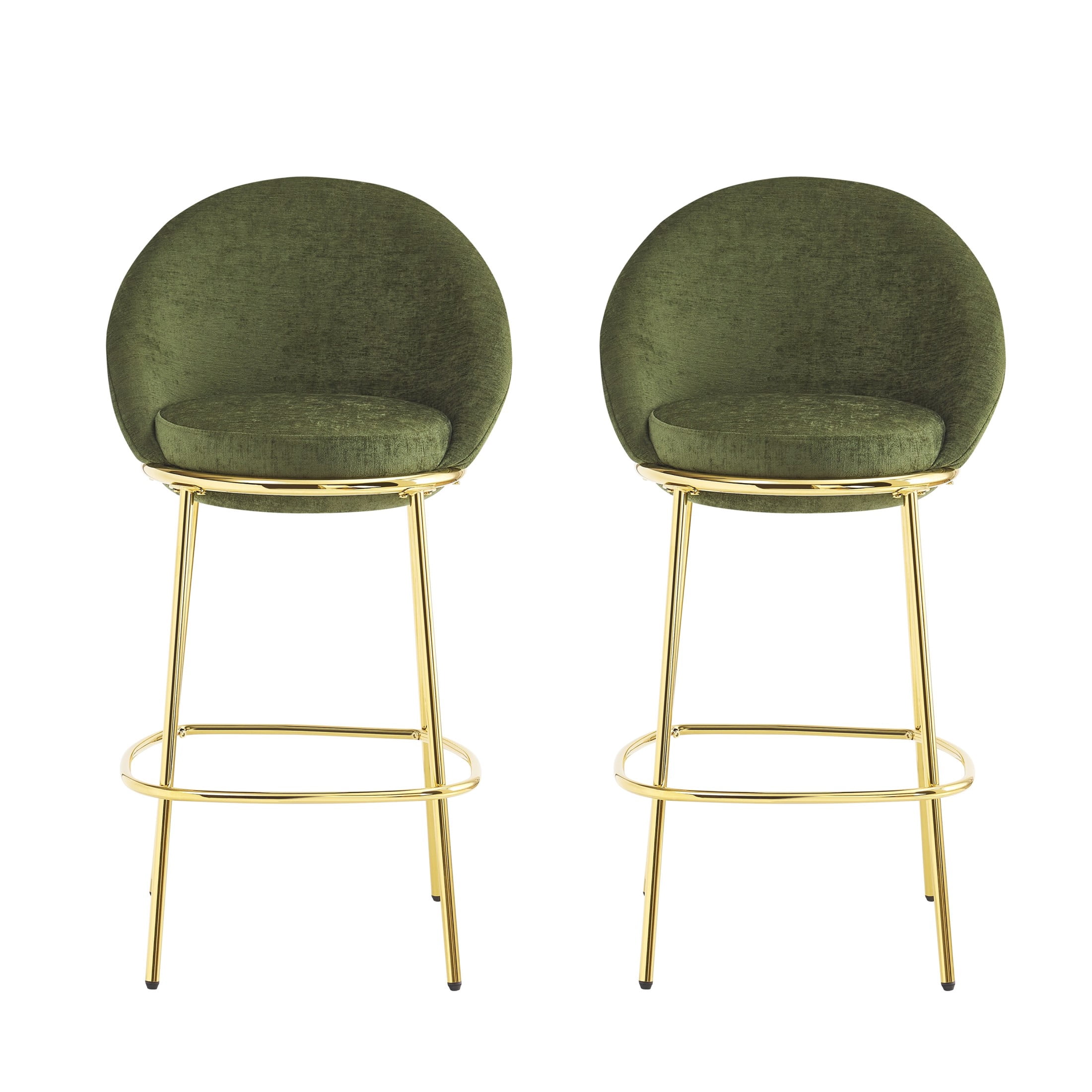 Christopher Knight Home Luxury Green Upholstered Barstools, Gold Metal Frame, Set of 2