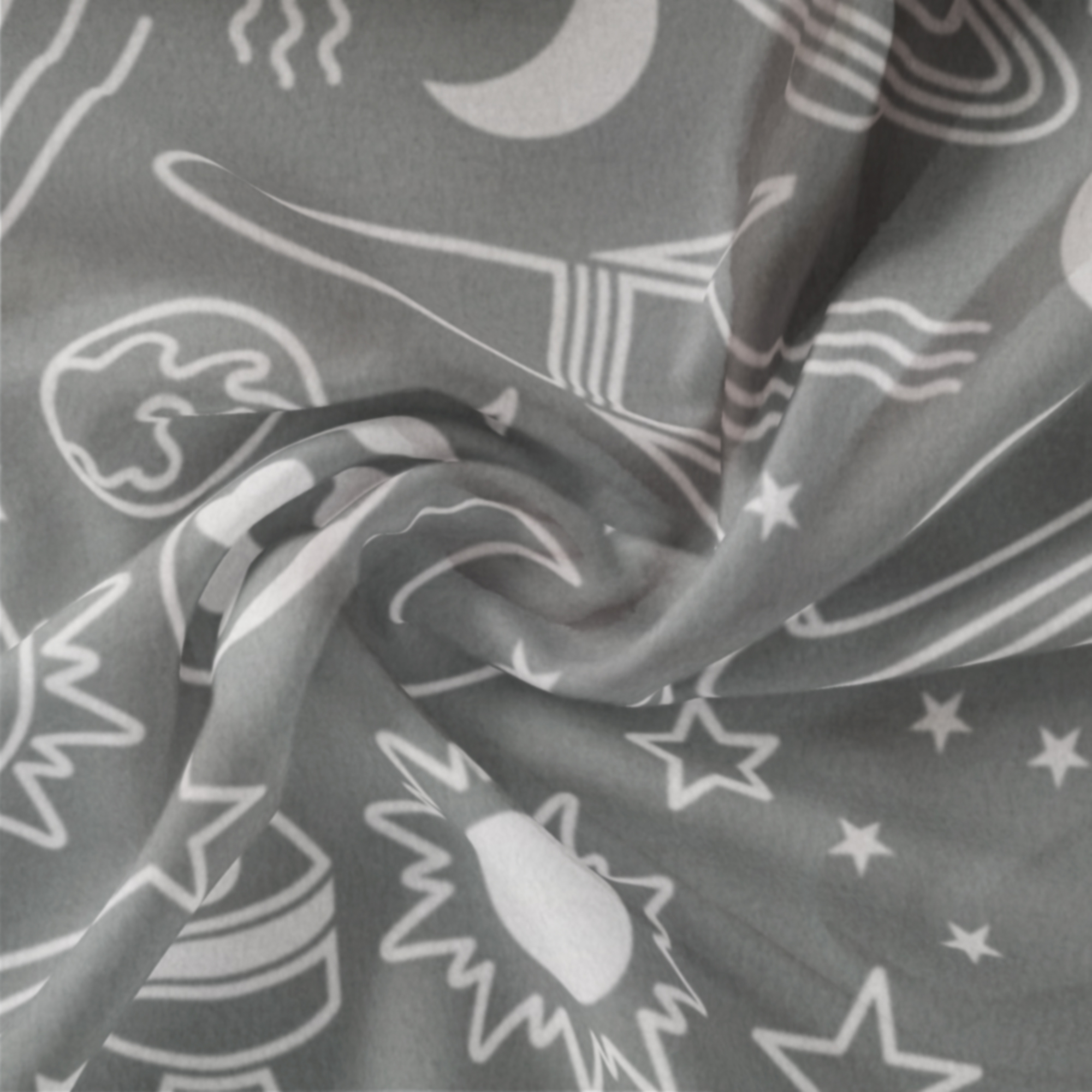Mainstays 1.5 Yards 100% Polyester Lux Anti-pill Fleece Doodle Galaxy, Gray, 60" Wide for Crafts
