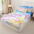 thumbnail image 2 of Metsweet Dreamy Unicorn Zipper Full Size Comforter Sets with Fitted Sheet and 2 Pillowcases, Kawaii Rainbow Hot Air Balloon Zipper Bedding Set,4pcs,Navy Blue Reversible, 2 of 6