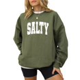 thumbnail image 5 of Salty Sweatshirt for Women, Teens & Girls Distressed Summer Beach Pullover Sweater Army Green Sweatshirt Adult X-Large, 5 of 7