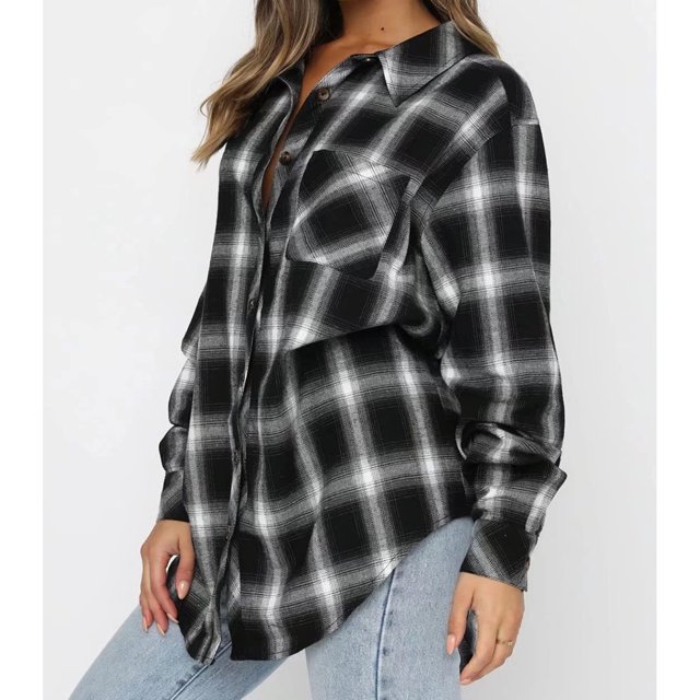 Blusas De Moda, Camisas A Cuadros Para Mujer, Cómodas, Respetuosas Con La Piel, De Un Solo Pecho Para Citas Para El Club ANGGREK No