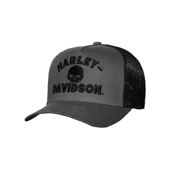 Harley-Davidson Men's Gate Arch Adjustable Snapback Mesh Trucker Hat - Gray, Harley Davidson