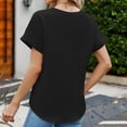 thumbnail image 4 of Eres Más Que una Camisa de Puntuación de Prueba con Cuello en V Algodón Hemstitch Patchwork Manga Corta Top Casual, Blusa Ligera de Verano para Uso Diario, 4 of 8