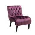 thumbnail image 3 of Morden Accent Chair, Armless Living Room Chair with Curved Backrest, Button Tufted Velvet Upholstered Leisure Chair with Solid Wood Legs, Single Sofa Chair for Bedrooom Apartment Office, Purple, 3 of 7