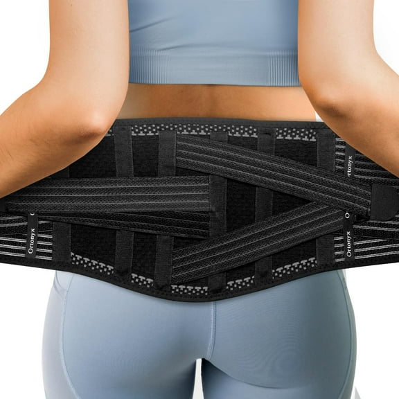 ORTONYX Back Brace for Lower Back Pain, Back Support Belt for Women & Men, Breathable Lower Back Brace with Lumbar Pad, Lower Back Pain Relief for Herniated Disc, Scoliosis, Sciatica/Black M-L
