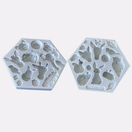 

QUSENLON Set of 2 Animal Party Fondant Silicone Mold for Sugarcraft Cake Border Decorati