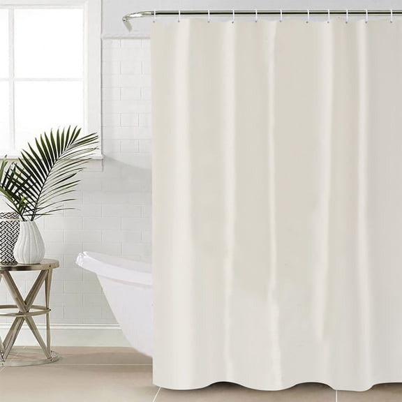 Pure Apricot Long Shower Curtain Set, Waterproof Shower Curtains for Bathroom, Simple Solid Color Washable Fabric Cloth Bath Curtain for Bathtub Decoration with Hooks 72x84 Inches