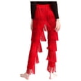 thumbnail image 4 of Kaerm Fringe Latin Dance Pants for Women Multi-Layer Tassel Ballroom Latin Tango Dance Trousers Red M, 4 of 6