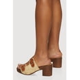 thumbnail image 3 of Women's Metallic Buckle Double Banded Open Toe Block Heels, 3 of 3