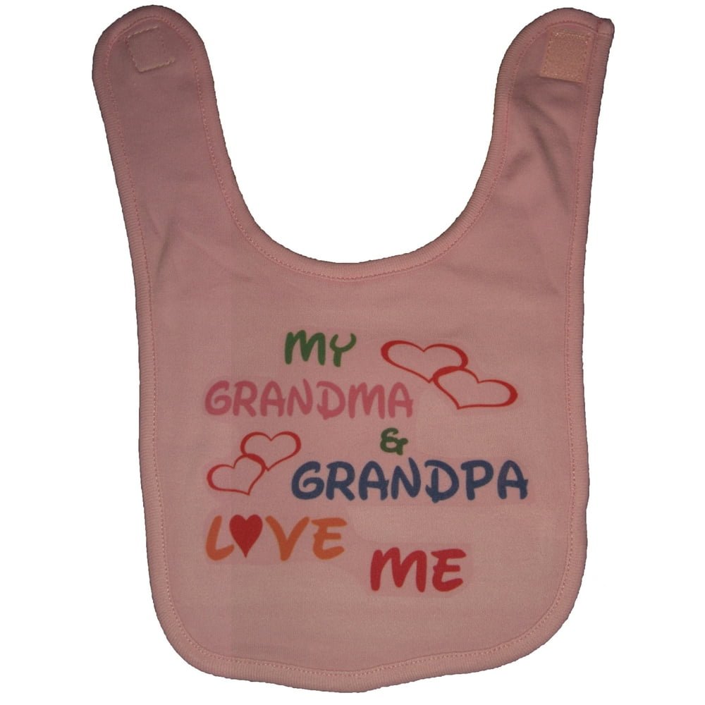 My Grandma & Grandpa Love Me Baby Bib (Light Pink)