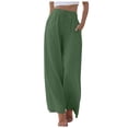 thumbnail image 1 of WEAIXIMIUNG Wide Leg Pants Women Petite Length Linen Women High Waisted Wide Leg Pants Fashion Drawstring Elastic Trousers Comfy Straight Leg Long Pants with Pockets, 1 of 5