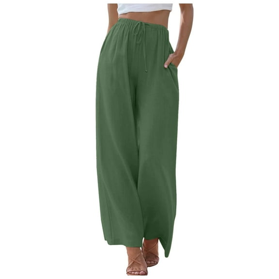 Vividxx Women's Pants Women High Waisted Wide Leg Pants Fashion Drawstring Elastic Trousers Comfy Straight Leg Long Pants With Pockets Comfy Vintage