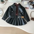 thumbnail image 2 of YuYuBao Toddler Girls Sets Leather Coat Pleated Skirt Autumn New Korean Cool Casual Jacket Children Motorcycle Clothing, 2 of 7