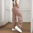 thumbnail image 5 of Cargo Pants for Women High Waist Casual Summer Pants Solid Color Trousers Loose Fit Y2K Baggy Streetwear Trousers with Multi Pockets, 5 of 5