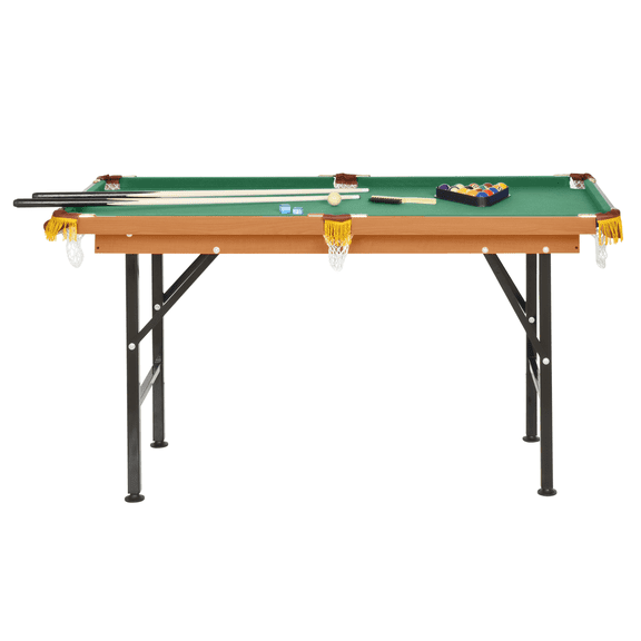 55'' Folding Pool Table - Portable Billiards Table Set for Family Game Room - Includes Cues, Balls, Rack - Green