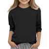 thumbnail image 2 of July 2025 Toddler Girl Short Sleeve Graphic T-Shirt Girls Casual Lightweight Knit Shirt Crew Neck 3/4 Sleeve Shirt Tops Comfy Loose Solid Color Girls Pullover 5 13 Years White Shirt Kids Girls, 2 of 2