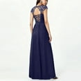 thumbnail image 6 of Qiopertar Women's Formal Evening Dress Elegant Lace V-Neck Long Sleeveless Maxi Dress with Slit Cocktail Party Wedding Guest Gown, Dark Blue S, 6 of 6