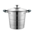 thumbnail image 1 of Olla freidora de acero inoxidable con tapa, colador, cesta, utensilios de cocina, olla de sopa multiusos resistente, freidora francesa para pollo 35 litros, 1 of 9