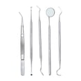 thumbnail image 1 of Amdohai 5pcs Stainless Steel Tools Kit Tartar Scraper Mouth Mirror Dentists Pick Tool Scaler for Use, 1 of 5