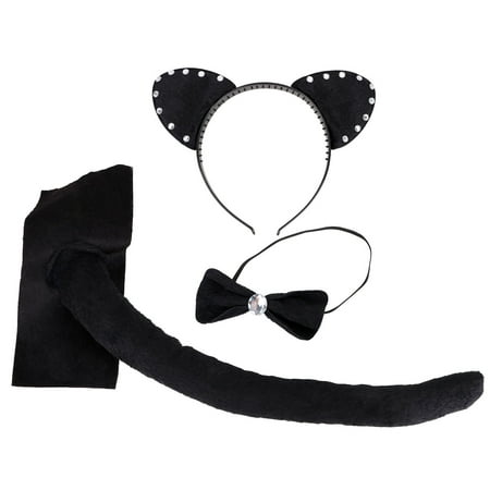 Costume Accessories - Black Cat Ear Headband, Bow Tie, and Tail Set