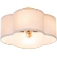 thumbnail image 2 of Semi-Flush Mount Ceiling Light Fixture Cream White Fabric Drum Shade Antique Brass Brush Paint Finish for Bedroom, Dining Room, Corridor, Living Room 13.77" 4-Light, 2 of 8