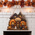 thumbnail image 6 of Lilixerw Halloween Pumpkin Cottage Decoration, Spooky Cabin Welcome Plaque with Ghost and Black Cat Accent, for Porch, Entryway and Wall Display, 7.87x6.85 inch, 6 of 6