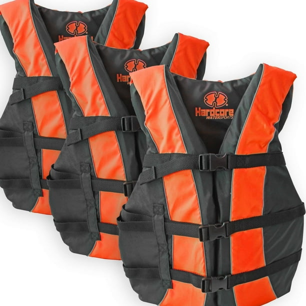 3 Pack Hardcore Adult Life Jacket Pfd Type Iii Coast Guard Ski Vest