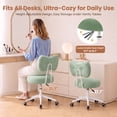 thumbnail image 4 of COOLHUT Vanity Chair with Bow Back, Teddy Fabric Makeup Chair, Girls Desk Chair, Vanity Stool Rolling Chair for Kawaii Bedroom, Study Room, Green, 4 of 9