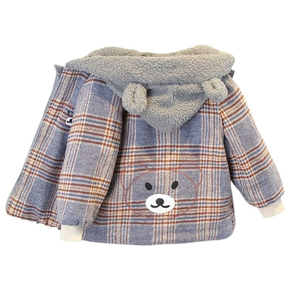 Ulitacool Boy'S Coats Long Sleeve Cozy Thickened Jacket For Boys And Girls Bear Pattern Coats Relax Fit Wear Blue 2-3 Years