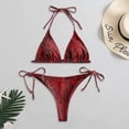 thumbnail image 2 of Hinvhai Womens swimsuits clearance,Women Snake Skin High Cut V Neck Two Pieces Bikini Swimwear Swimsuit Beachwear Red S(S), 2 of 9