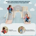 thumbnail image 3 of 7 in 1 Toddler Slide, Kid Slide Double Slides Toddlers Age 1-3 with Slide, Arch Tunnel, Toss and Basketball Hoop, Indoor Outdoor Slide Toddler Playset Toddler Playground (Pink Grey), 3 of 9