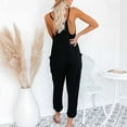 thumbnail image 4 of Idoravan Jumpsuit for Women Clearance Womens Fashion Summer Solid Pocket Casual Sleeveless Suspender Jumpsuit, 4 of 9