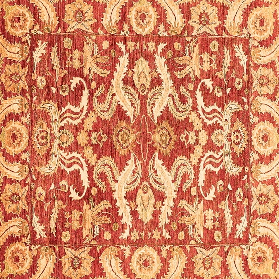Ahgly Company Indoor Square Abstract Orange Modern Area Rugs, 3' Square