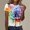 Blue, variant on Yuhangmm Womens T Shirts, Women's T-Shirts - Stylish AB Print Round Neck Short Sleeve Top for Everyday Comfort and Casual Dark Blue S