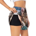 thumbnail image 2 of Disketp Playful Cat Print Women's Shorts Workout Shorts for Athletic Gym Running Shorts with Phone Pockets, 2 of 8