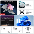 thumbnail image 2 of Lenovo IdeaPad Slim 3 15ALC6 Traditional Laptop Computer, 15.6" FHD IPS Display, AMD Ryzen 5 5625U, 16GB RAM, 512GB SSD, Windows 11 Home, Grey, 2 of 6