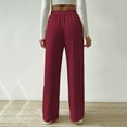 thumbnail image 4 of Maplenight Women's Summer Textured Knitted Ribbed Pants Loose Straight Leg Lounge Pants Elastic Waist Drawstring High Waisted Solid Color Casual Pants 2025 on Clearance, 4 of 5