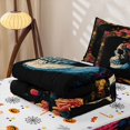 thumbnail image 6 of Homewish Grunge Skull Zipper Queen Comforter Set with Fitted Sheet and 2 Pillowcases,Sunflowers Floral Zipper Bedding Set,Halloween Bed Set,Halloween Reversible,4pcs, 6 of 8