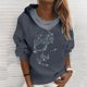 thumbnail image 2 of Moda Mujer O-cuello Camiseta de manga larga Estampado con capucha Blusa de bolsillo Tops Fridja fksj3190, 2 of 4
