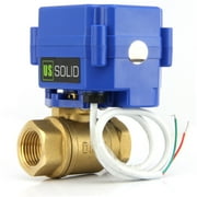 U. S. Solid IP65 Motorized Ball Valve 1 in NPT Standard Port Brass AC/DC 9-24V 2 Wire Auto Return Wiring Normally Closed Blue Casing