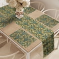 thumbnail image 2 of Ambesonne Ethnic Table Runner & Placemats, Ornamental Vintage Layout, Placemat 4 pcs + Runner 14"x72", Laurel Green Mustard, 2 of 2