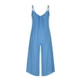 thumbnail image 4 of Maean Women's Wide Leg Camisole Jumpsuit Casual V Neck Home Pajamas Rompers Baggy Solid Color Long Pants, 4 of 6
