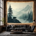 thumbnail image 6 of Bear Silhouette Overlooking Misty Mountain Lake, Serene Rustic for Nature Lovers, Atmospheric Forest Landscape Art Housewarming Gift Tapestry Wall Hanging for Bedroom and Living Room, 6 of 7