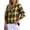 Yellow, variant on DOKOTOO Womens Plaid V Neck Button Down Blouses Casual Long Sleeve Gingham Trendy Tops Boho Checkered Shirts