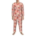 thumbnail image 3 of Sikiie Strawberry Floral Mens Pajama Set, Soft Warm Long Sleeve Sleepwear, Cozy Button-Down Pjs for Men-Large, 3 of 7