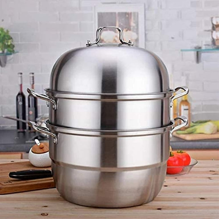  Stainless Steel Steamer Pot Thick-bottomed, 3 Tier