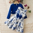 thumbnail image 3 of Owordtank Toddler Girls Dress with Cardigan Set Little Girl Floral Sleeveless Dress Ruffle Coat Baby Long Sleeve Outfit, 3 of 8
