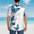 thumbnail image 6 of Xecao Blue Flying Butterflies print Hawaiian shirt - a stylish short-sleeve button-down for men, perfect for casual beach and tropical outings., 6 of 9