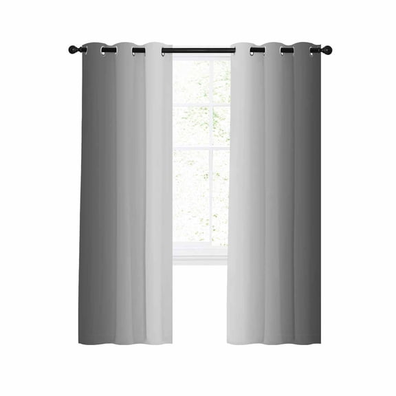 Grey Ombre Blackout Curtains 84 Inches Long for Bedroom, Gray White Gradient Modern Abstract Art Thermal Insulated Room Darkening Black Out Window Curtain Panels Grommet Drapes for Living Room