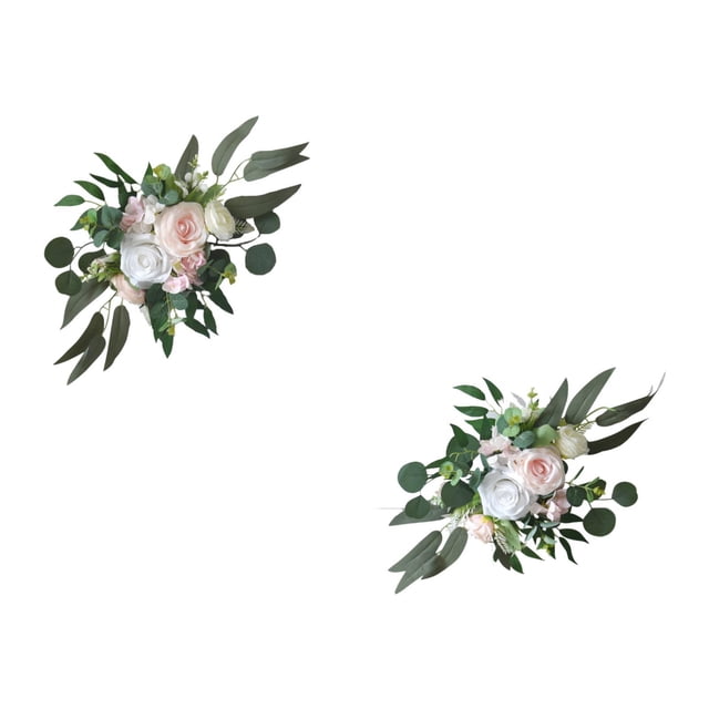 2x Boda Arch Flores Boder Signos de bienvenida Decoración Decoración Fuera Decoración Decoración para recepción de vacaciones en aniversario Recepción flores rosadas